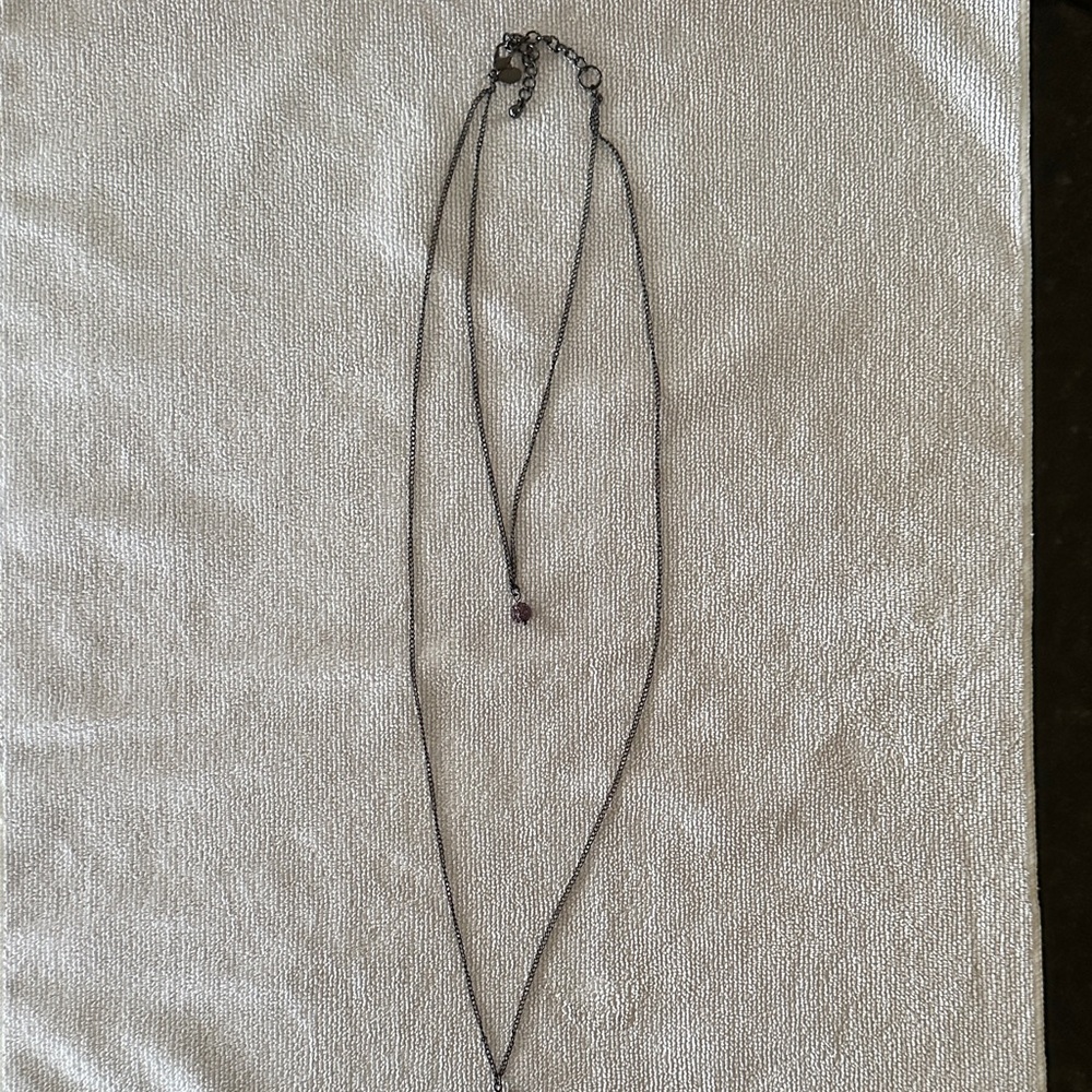 Express Charcoal Necklace with Dark Purple Gems